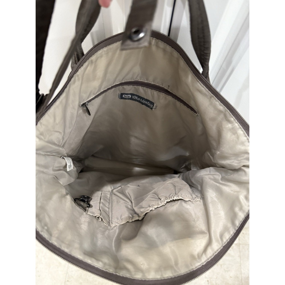 Lug Charleston Destination Gray Grey Quilted Nylon Travel Tote Crossbody Bag - Picture 10 of 16